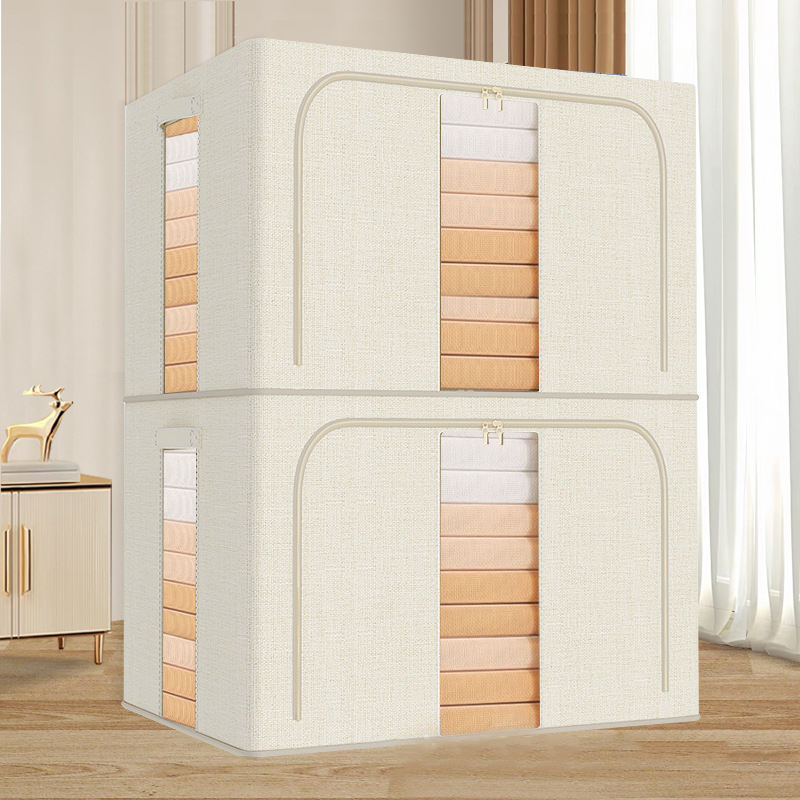 Faltbare Aufbewahrungsbox aus natürlichem Sackleinen mit Stahlrahmen