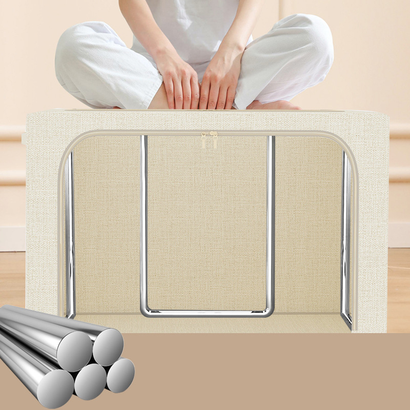 Faltbare Aufbewahrungsbox aus natürlichem Sackleinen mit Stahlrahmen