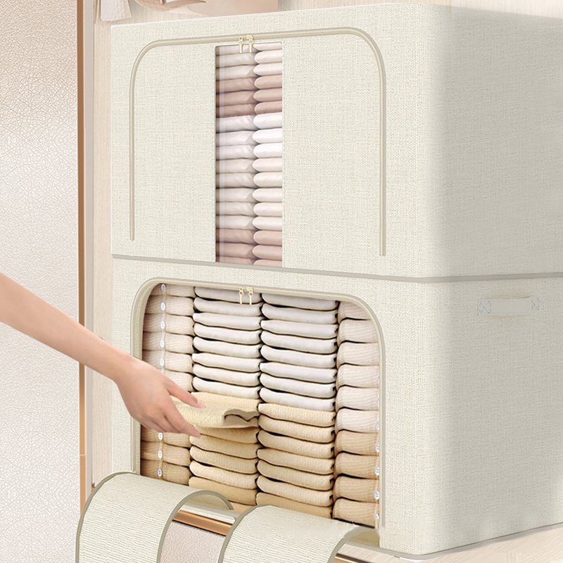 Faltbare Aufbewahrungsbox aus natürlichem Sackleinen mit Stahlrahmen