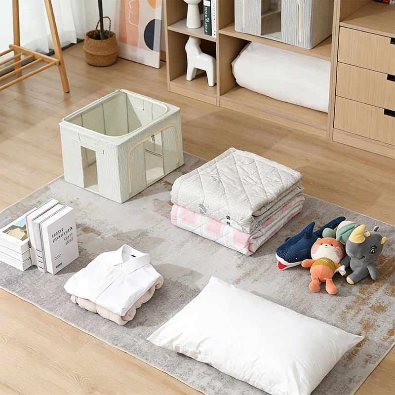 Faltbare, stapelbare Aufbewahrungsboxen aus Leinenstoff