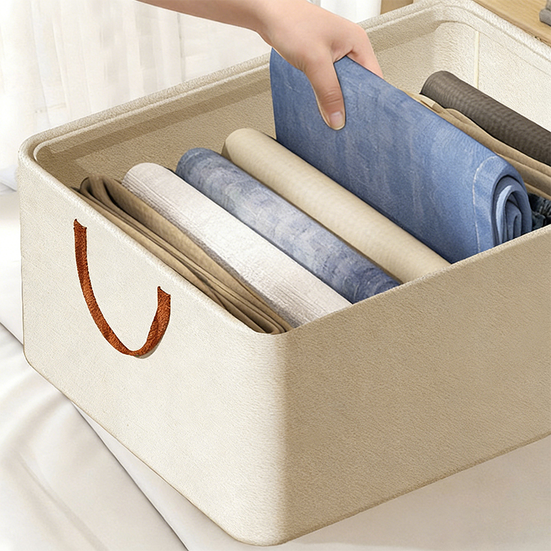 Baumwoll-Leinen-Schubladen-Aufbewahrungsbox Schrank-Organizer Baumwoll-Leinen-Schubladen-Aufbewahrungsbox Schrank-Organizer